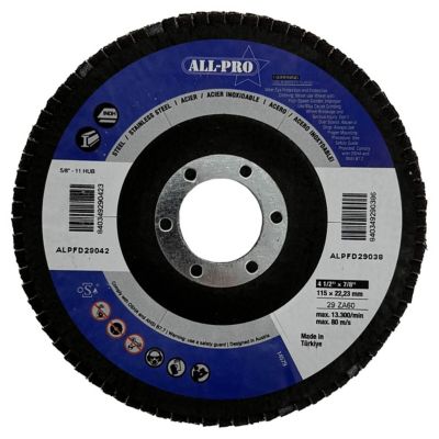 All-Pro Flap Disc, 4 1/2 in., 7/8 in., ZA, T29, 60 Grit, 10/BX