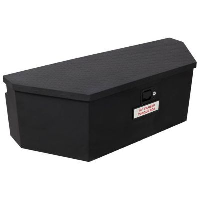 TMB 46 x 18 x 14.5in. Heavy Duty Steel Trailer Tongue Box, 6.7 CUFT Capacity, Lock and Keys, Black