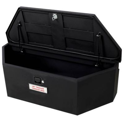 Image showing  46 x 18 x 14.5in. Heavy Duty Steel Trailer Tongue Box, 6.7 CUFT Capacity, Lock and Keys, Black