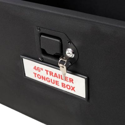 Image showing 7 th TMB 46 x 18 x 14.5in. Heavy Duty Steel Trailer Tongue Box, 6.7 CUFT Capacity, Lock and Keys, Black