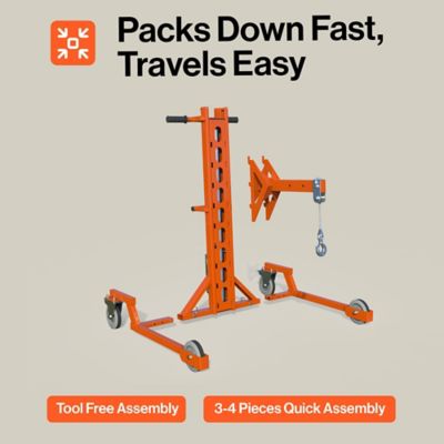 Image showing 5 th SuperHandy Manual Hydraulic Drum Lift, Portable Drum Handler with Quick Disassembly, 7 in. PU Wheels, Mechanical Brake