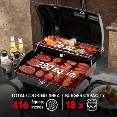 Image showing  2-Burner Propane Grill, 26,500 BTU Compact BBQ with Side Shelves, Ideal for Balcony, Small Patio & Tailgating