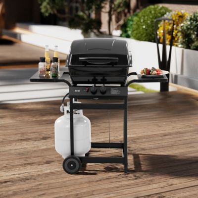 Image showing 7 th Feasto 2-Burner Propane Grill, 26,500 BTU Compact BBQ with Side Shelves, Ideal for Balcony, Small Patio & Tailgating