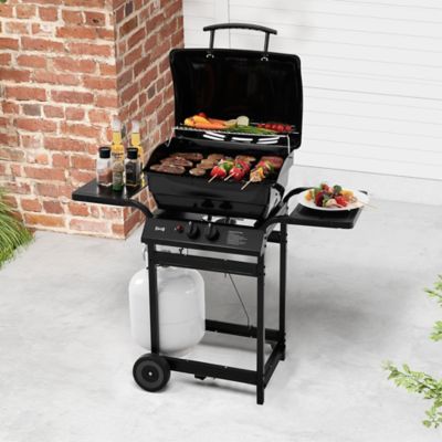 Image showing 8 th Feasto 2-Burner Propane Grill, 26,500 BTU Compact BBQ with Side Shelves, Ideal for Balcony, Small Patio & Tailgating