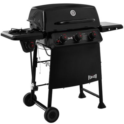 Feasto 38,000 BTU Propane Gas Grill with Side Burner, 504 sq. in. Cooking Space, 3-Burner Porcelain-Enamel Outdoor Grill