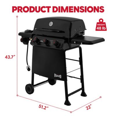 Image showing  38,000 BTU Propane Gas Grill with Side Burner, 504 sq. in. Cooking Space, 3-Burner Porcelain-Enamel Outdoor Grill