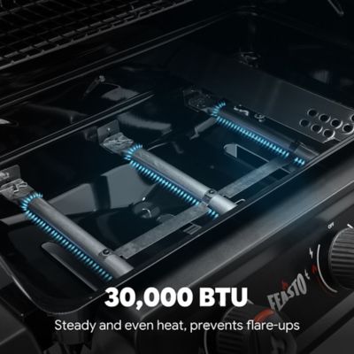 Image showing  38,000 BTU Propane Gas Grill with Side Burner, 504 sq. in. Cooking Space, 3-Burner Porcelain-Enamel Outdoor Grill