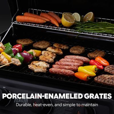 Image showing 5 th Feasto 38,000 BTU Propane Gas Grill with Side Burner, 504 sq. in. Cooking Space, 3-Burner Porcelain-Enamel Outdoor Grill