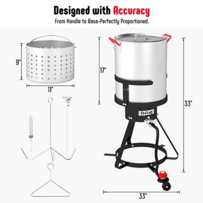 Feasto Outdoor Deep Fryer Turkey Fryer Set 30 qt. with Perforated Basket, Turkey Rack, Lifting Hook,Thermometer