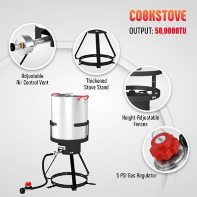 Image showing  Outdoor Deep Fryer Turkey Fryer Set 30 qt. with Perforated Basket, Turkey Rack, Lifting Hook,Thermometer