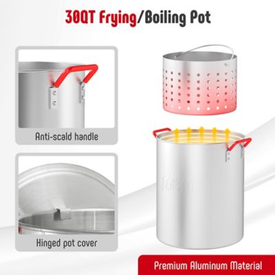 Image showing  Outdoor Deep Fryer Turkey Fryer Set 30 qt. with Perforated Basket, Turkey Rack, Lifting Hook,Thermometer