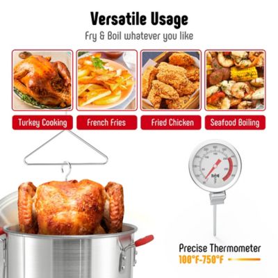Image showing  Outdoor Deep Fryer Turkey Fryer Set 30 qt. with Perforated Basket, Turkey Rack, Lifting Hook,Thermometer