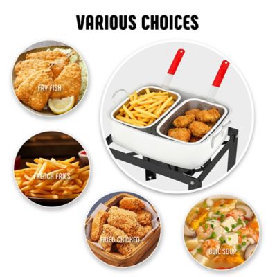 Image showing  18 qt. Propane Fish Fryer with 2 Inner Baskets, Outdoor Aluminum Deep Fryer Seafood Pot and Basket, 40,000 BTUs Burner