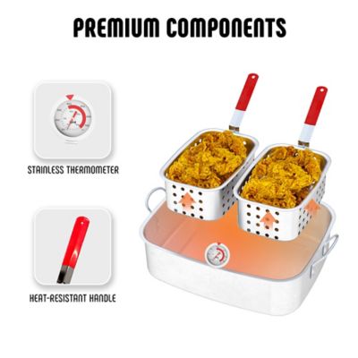 Image showing  18 qt. Propane Fish Fryer with 2 Inner Baskets, Outdoor Aluminum Deep Fryer Seafood Pot and Basket, 40,000 BTUs Burner