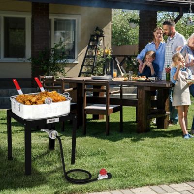 Image showing 7 th Feasto 18 qt. Propane Fish Fryer with 2 Inner Baskets, Outdoor Aluminum Deep Fryer Seafood Pot and Basket, 40,000 BTUs Burner