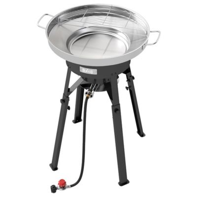 Feasto 23 in. Discada Disc Cooker & Paella Pan, 54,000 BTU Burner & Adjustable Stand, Stainless Steel Outdoor Wok