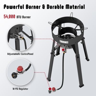 Image showing  23 in. Discada Disc Cooker & Paella Pan, 54,000 BTU Burner & Adjustable Stand, Stainless Steel Outdoor Wok