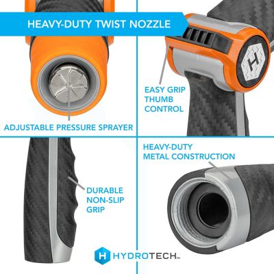 Image showing 2 th HydroTech Heavy Duty Twist Max-Flow Zinc Nozzle with Thumb Control, Orange