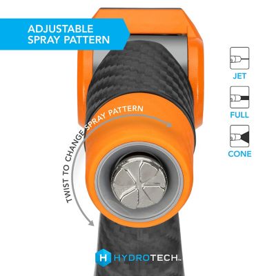 Image showing 3 th HydroTech Heavy Duty Twist Max-Flow Zinc Nozzle with Thumb Control, Orange