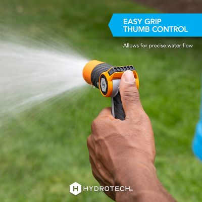 Image showing 4 th HydroTech Heavy Duty Twist Max-Flow Zinc Nozzle with Thumb Control, Orange
