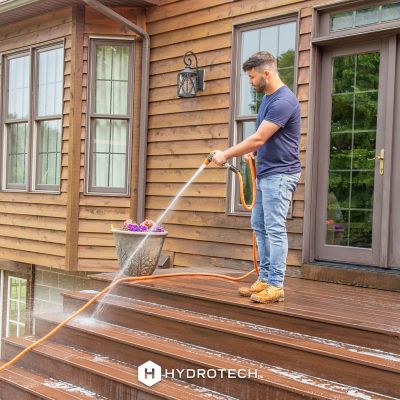 Image showing 6 th HydroTech Heavy Duty Twist Max-Flow Zinc Nozzle with Thumb Control, Orange