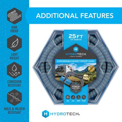 Image showing 9 th HydroTech 5/8 in. x 25 ft. Expandable Burst Proof Hose, Blue