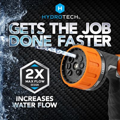 Image showing 5 th HydroTech Heavy Duty 8 Pattern Max-Flow Zinc Nozzle with Thumb Control, Orange