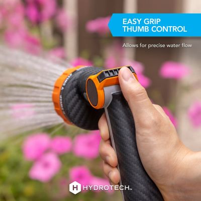 Image showing 8 th HydroTech Heavy Duty 8 Pattern Max-Flow Zinc Nozzle with Thumb Control, Orange