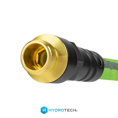 Image showing  5/8 in. x 50 ft. FlatJacket Flow Control Hose, Green with Aluminum Fitting