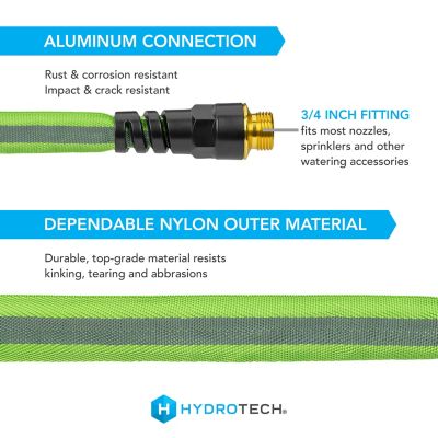 Image showing  5/8 in. x 50 ft. FlatJacket Flow Control Hose, Green with Aluminum Fitting