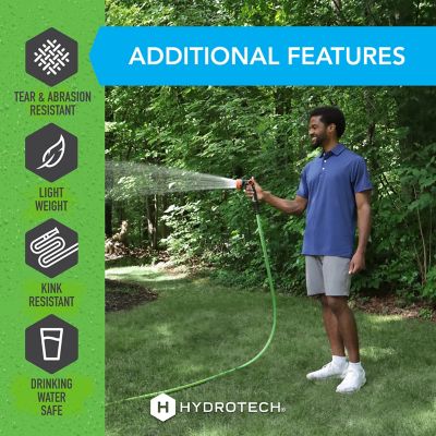 Image showing 8 th HydroTech 5/8 in. x 50 ft. FlatJacket Flow Control Hose, Green with Aluminum Fitting