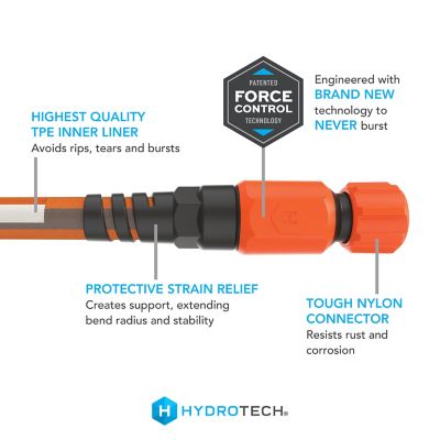 Image showing  5/8 in. x 75 ft. FlatJacket Flow Control Hose, Orange with Aluminum Fitting