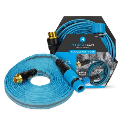HydroTech 5/8 in. x 25 ft. FlatJacket Flow Control Hose, Blue with Aluminum Fitting