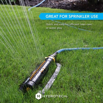 Image showing 4 th HydroTech 5/8 in. x 25 ft. FlatJacket Flow Control Hose, Blue with Aluminum Fitting