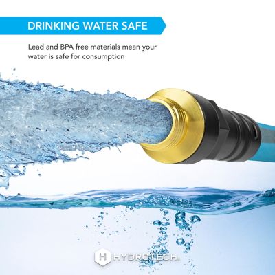 Image showing 5 th HydroTech 5/8 in. x 25 ft. FlatJacket Flow Control Hose, Blue with Aluminum Fitting