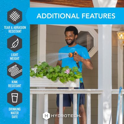 Image showing 6 th HydroTech 5/8 in. x 25 ft. FlatJacket Flow Control Hose, Blue with Aluminum Fitting