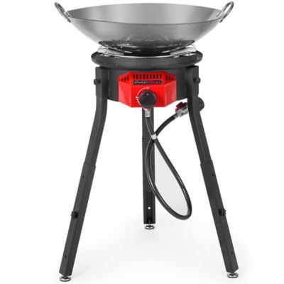 OuterMust Outdoor Cooker Wok Station with Cover, Wok, 54,000 BTU Burner and Electronic Ignition For Backyard