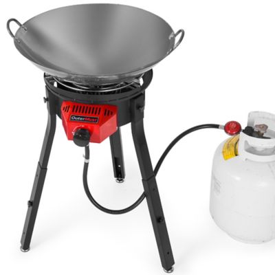 Image showing 1 th OuterMust Outdoor Cooker Wok Station with Cover, Wok, 54,000 BTU Burner and Electronic Ignition For Backyard