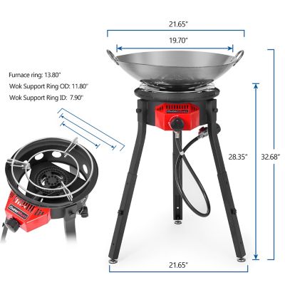 Image showing 5 th OuterMust Outdoor Cooker Wok Station with Cover, Wok, 54,000 BTU Burner and Electronic Ignition For Backyard