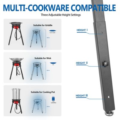 Image showing 6 th OuterMust Outdoor Cooker Wok Station with Cover, Wok, 54,000 BTU Burner and Electronic Ignition For Backyard