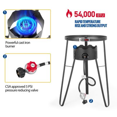 Image showing  Outdoor Cooker With Wok Cuisinart Wok Station with Cover, Iron Wok and 54,000 BTU Burner