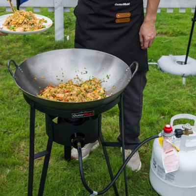 Image showing  Outdoor Cooker With Wok Cuisinart Wok Station with Cover, Iron Wok and 54,000 BTU Burner