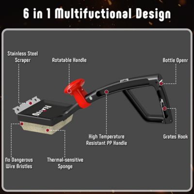 Image showing  6-in-1 Replaceable Head Grill Brush & Scraper Multi-Function BBQ Cleaning Tool for All Outdoor Grills