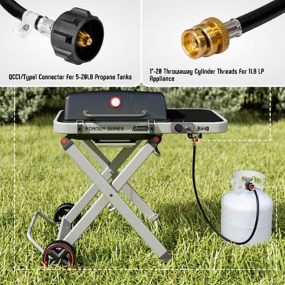 Image showing 7 th Feasto 4 ft. Propane Adapter Hose, 1 lb. to 20 lb. Certified Converter, Connects 1 lb. Appliances to 20 lb. Tank