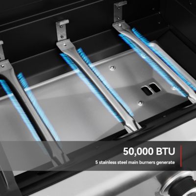 Image showing  Premium Gas Grill and Pizza Oven Combo, with Side Burner, 768 sq. in. Cooking Area, Silver & Black