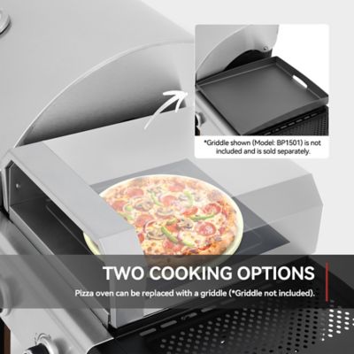 Image showing 6 th Royal Gourmet Premium Gas Grill and Pizza Oven Combo, with Side Burner, 768 sq. in. Cooking Area, Silver & Black