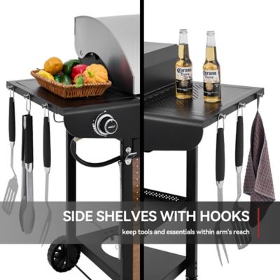 Image showing 8 th Royal Gourmet Premium Gas Grill and Pizza Oven Combo, with Side Burner, 768 sq. in. Cooking Area, Silver & Black