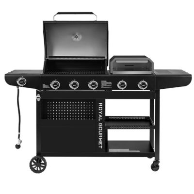 Royal Gourmet Premium Gas Grill and Pizza Oven Combo with Side Burner, 59,000 BTU, Black