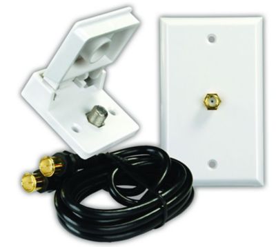 JR Products TV Cable Entry Plate, Polar White, 47815