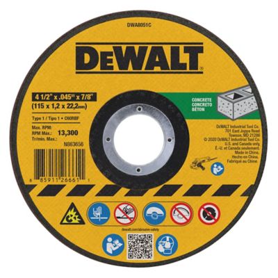 DEWALT 4-1/2 x .045 x 7/8in. T1 Concrete Cutting